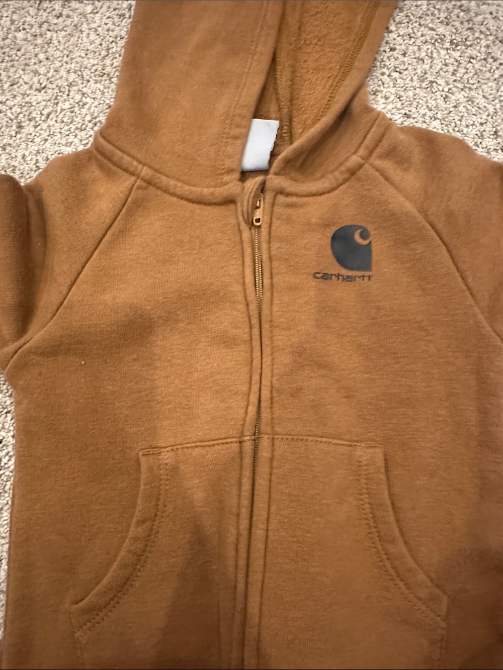 Carhartt Baby Brown Hooded Fleece One-Piece Footie 3 months - Picture 2 of 5